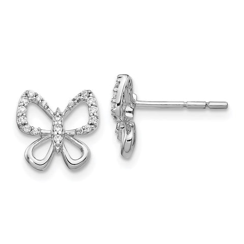14k White Gold Diamond Butterfly Earrings-WBC-EM3728-016-WA