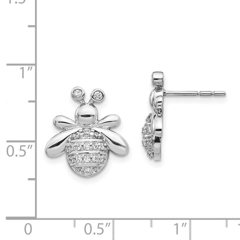 14k White Gold Diamond Bee Earrings-WBC-EM3760-030-WA