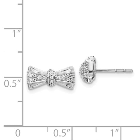 14k White Gold Diamond Bow Post Earrings-WBC-EM3767-016-WA