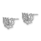 14k White Gold Diamond Lotus Flower Earrings-WBC-EM3809-005-WA