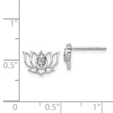14k White Gold Diamond Lotus Flower Earrings-WBC-EM3809-005-WA
