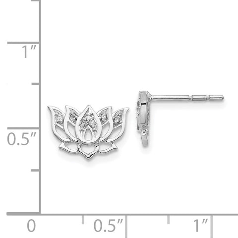 14k White Gold Diamond Lotus Flower Earrings-WBC-EM3810-005-WA