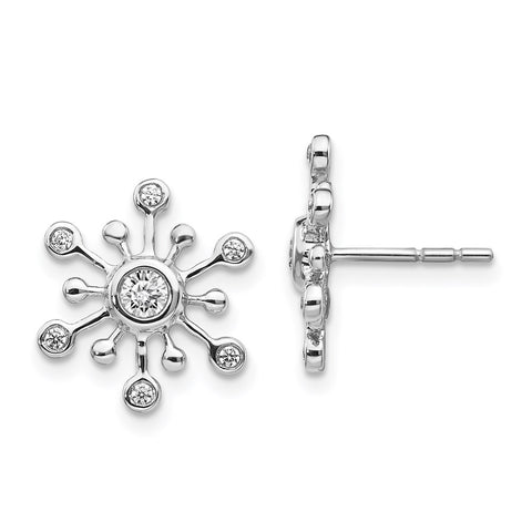 14k White Gold Diamond Snowflake Earrings-WBC-EM3813-025-WA