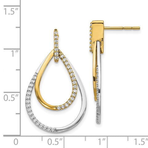 14k Two-tone Diamond Teardrop Earrings-WBC-EM3824-050-YWA