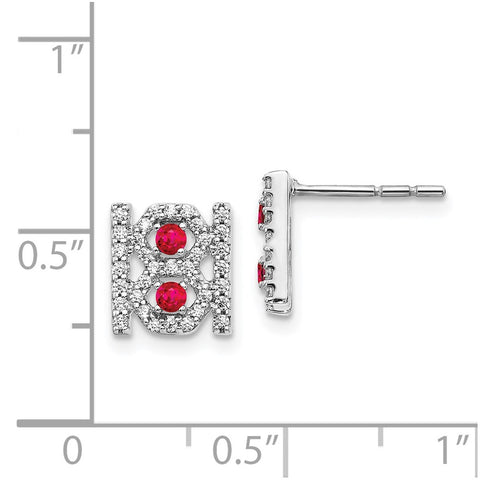 14k White Gold Diamond and Ruby Fancy Earrings-WBC-EM3843-RU-030-WA