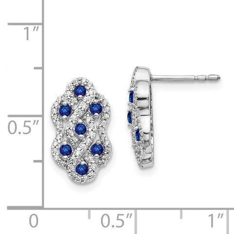14k White Gold Diamond and Sapphire Fancy Earrings-WBC-EM3845-SA-035-WA