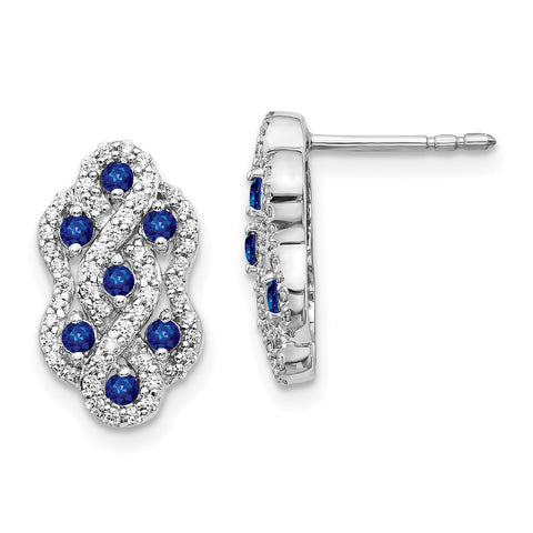 14k White Gold Diamond and Sapphire Fancy Earrings-WBC-EM3845-SA-035-WA