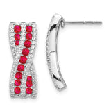 14k White Gold Diamond and Ruby Fancy Earrings-WBC-EM3847-RU-048-WA