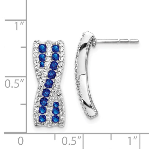 14k White Gold Diamond and Sapphire Fancy Earrings-WBC-EM3847-SA-048-WA