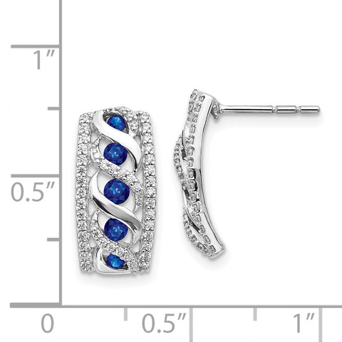 14k White Gold Diamond and Sapphire Fancy Earrings-WBC-EM3848-SA-033-WA