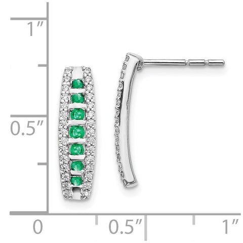 14k White Gold Diamond and Emerald Fancy Earrings-WBC-EM3849-EM-030-WA
