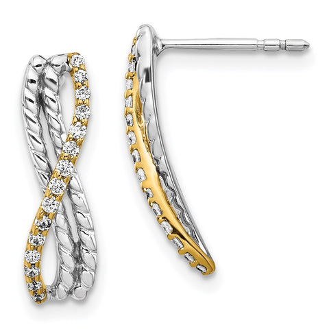 14k Two-tone Diamond Fancy Earrings-WBC-EM3857-020-YWA