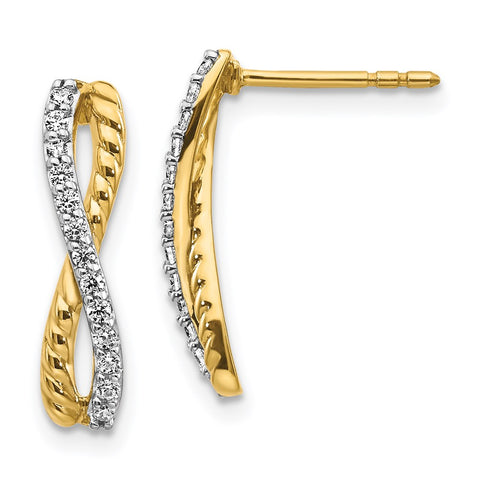 14k Two-tone Diamond Fancy Twist Post Earrings-WBC-EM3859-020-YWA