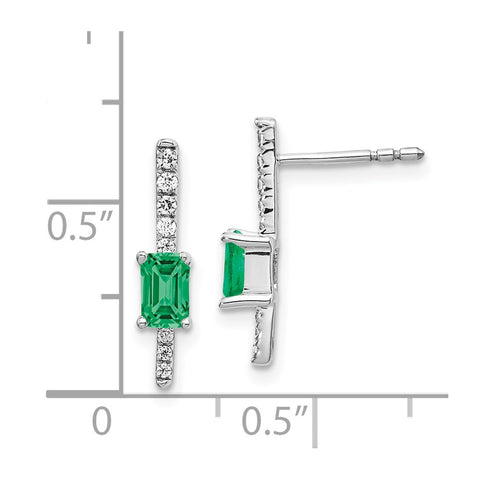 14k White Gold Diamond and Emerald Fancy Earrings-WBC-EM3874-EM-014-WA