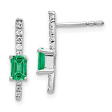 14k White Gold Diamond and Emerald Fancy Earrings-WBC-EM3874-EM-014-WA