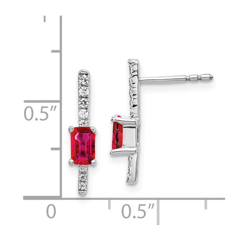 14k White Gold Diamond and Ruby Fancy Earrings-WBC-EM3874-RU-014-WA