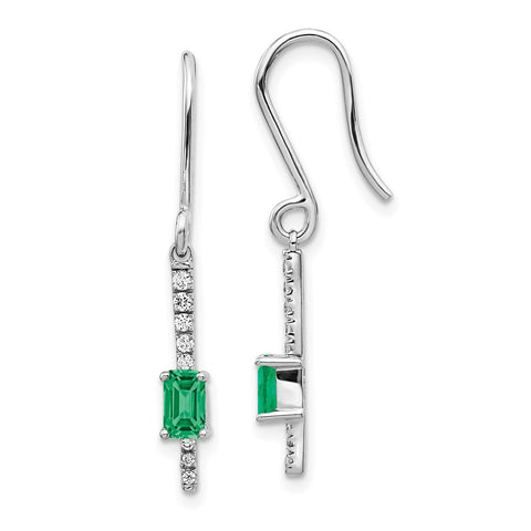 14k White Gold Diamond and Emerald Fancy Earrings-WBC-EM3875-EM-014-WA
