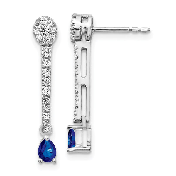 14k White Gold Diamond and Sapphire Fancy Earrings-WBC-EM3882-SA-050-WA