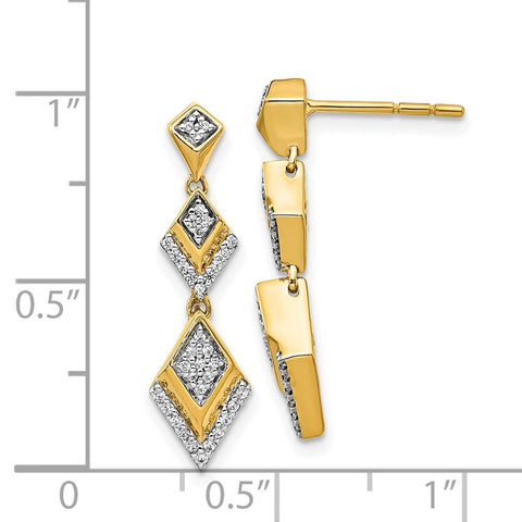 14k Diamond Fancy Post Dangle Earrings-WBC-EM3905-025-YA