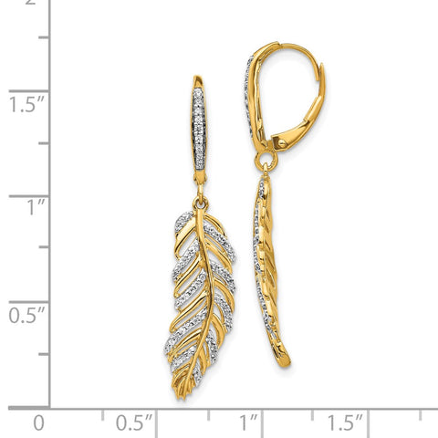 14k Diamond Fancy Feather Leverback Earrings-WBC-EM3911-035-YA