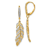 14k Diamond Fancy Feather Leverback Earrings-WBC-EM3911-035-YA