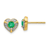 14k Diamond and Emerald Fancy Heart Earrings-WBC-EM3921-EM-011-YA