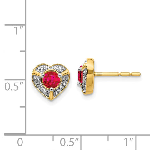 14k Diamond and Ruby Fancy Heart Earrings-WBC-EM3921-RU-011-YA