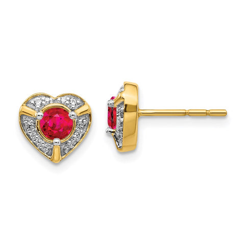 14k Diamond and Ruby Fancy Heart Earrings-WBC-EM3921-RU-011-YA
