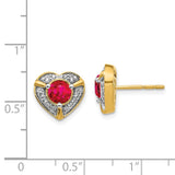 14k Diamond and Ruby Fancy Heart Earrings-WBC-EM3921-RU-021-YA