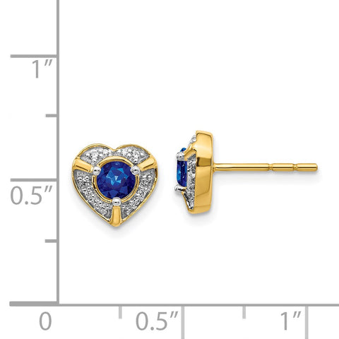14k Diamond and Sapphire Fancy Heart Earrings-WBC-EM3921-SA-011-YA