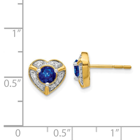 14k Diamond and Sapphire Fancy Heart Earrings-WBC-EM3921-SA-014-YA