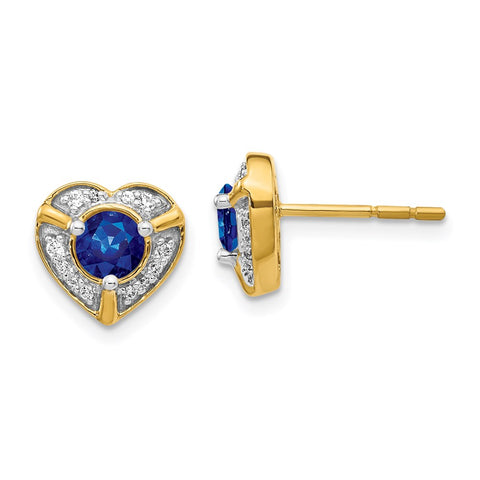 14k Diamond and Sapphire Fancy Heart Earrings-WBC-EM3921-SA-014-YA