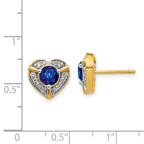 14k Diamond and Sapphire Fancy Heart Earrings-WBC-EM3921-SA-021-YA