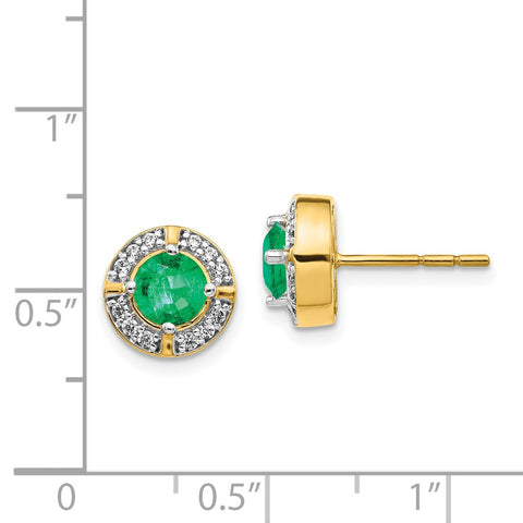 14k Diamond and Emerald Fancy Halo Earrings-WBC-EM3922-EM-019-YA