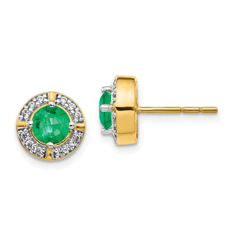 14k Diamond and Emerald Fancy Halo Earrings-WBC-EM3922-EM-019-YA