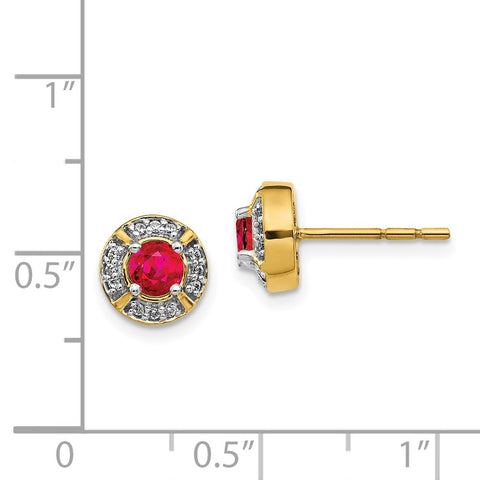 14k Diamond and Ruby Fancy Halo Earrings-WBC-EM3922-RU-012-YA