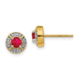 14k Diamond and Ruby Fancy Halo Earrings-WBC-EM3922-RU-012-YA