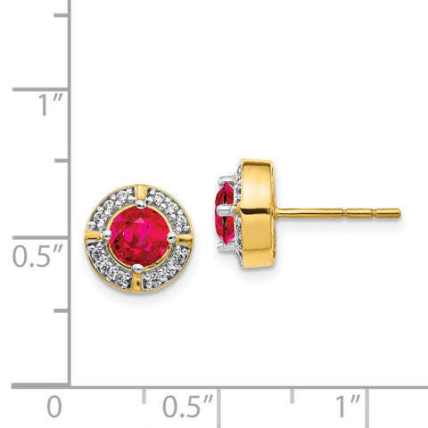 14k Diamond and Ruby Fancy Halo Earrings-WBC-EM3922-RU-019-YA