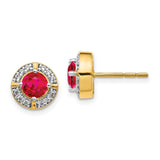 14k Diamond and Ruby Fancy Halo Earrings-WBC-EM3922-RU-019-YA