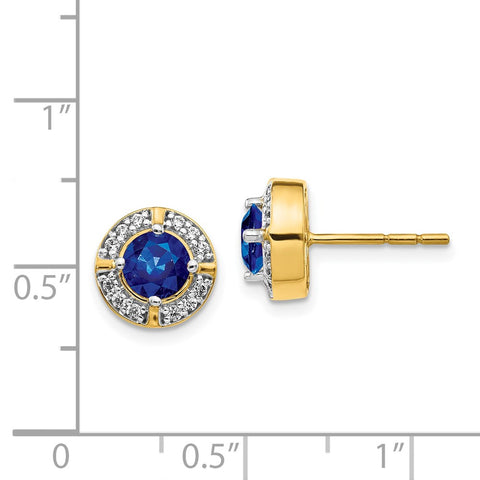 14k Diamond and Sapphire Fancy Halo Earrings-WBC-EM3922-SA-019-YA