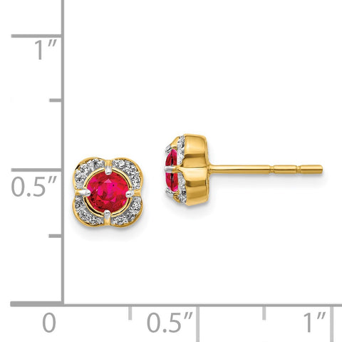14k Diamond and Ruby Fancy Earrings-WBC-EM3923-RU-009-YA