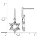 14k White Gold Diamond Star of David Dangle Earrings-WBC-EM3937-012-WA