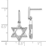 14k White Gold Diamond Star of David Dangle Earrings-WBC-EM3937-020-WA