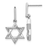 14k White Gold Diamond Star of David Dangle Earrings-WBC-EM3937-020-WA