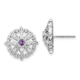 14k White Gold Diamond and Amethyst Fancy Earrings-WBC-EM3942-AM-020-WA