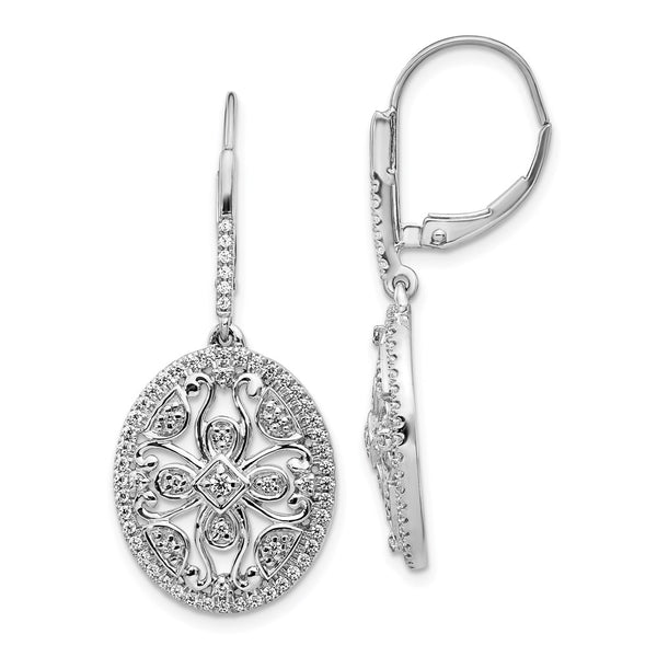 14k White Gold Diamond Fancy Leverback Earrings-WBC-EM3944-060-WA