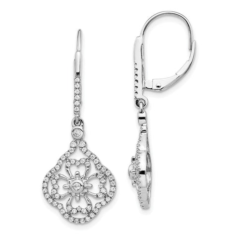 14k White Gold Diamond Fancy Leverback Earrings-WBC-EM3946-055-WA