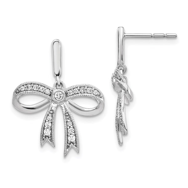 14k White Gold Diamond Bow Post Earrings-WBC-EM3969-025-WA