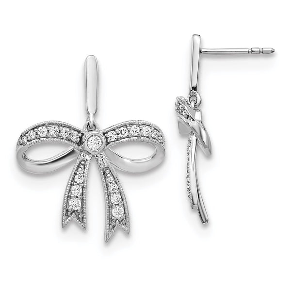 14k White Gold Diamond Bow Post Earrings-WBC-EM3969-050-WA