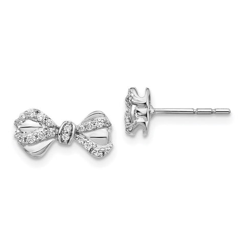 14k White Gold Diamond Bow Post Earrings-WBC-EM3970-020-WA